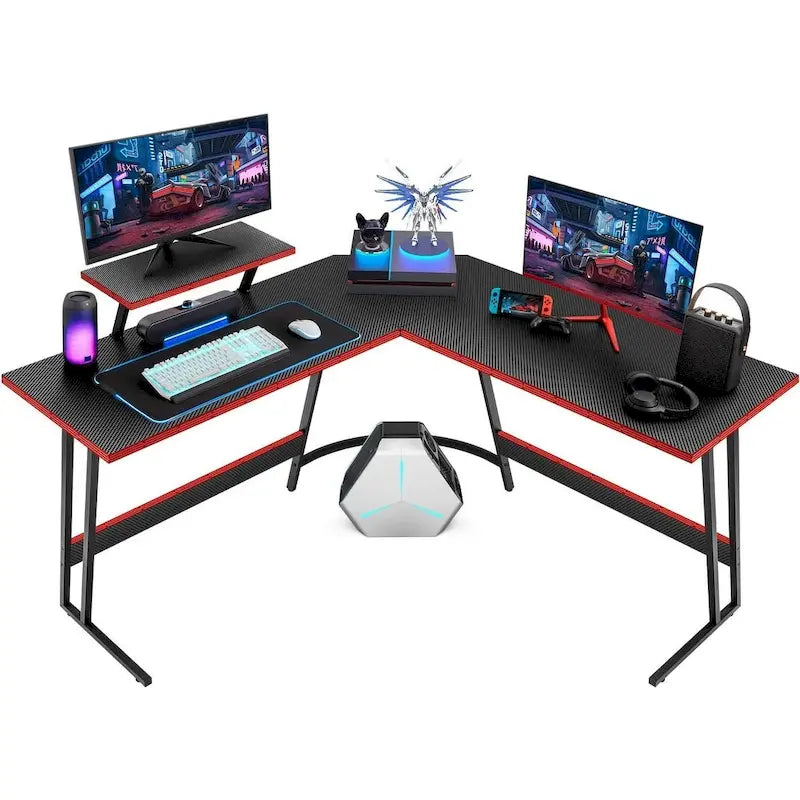 L-Shaped Gaming Desk with Removable Monitor Stand