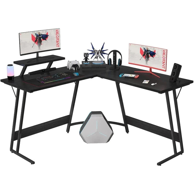 L-Shaped Gaming Desk with Removable Monitor Stand