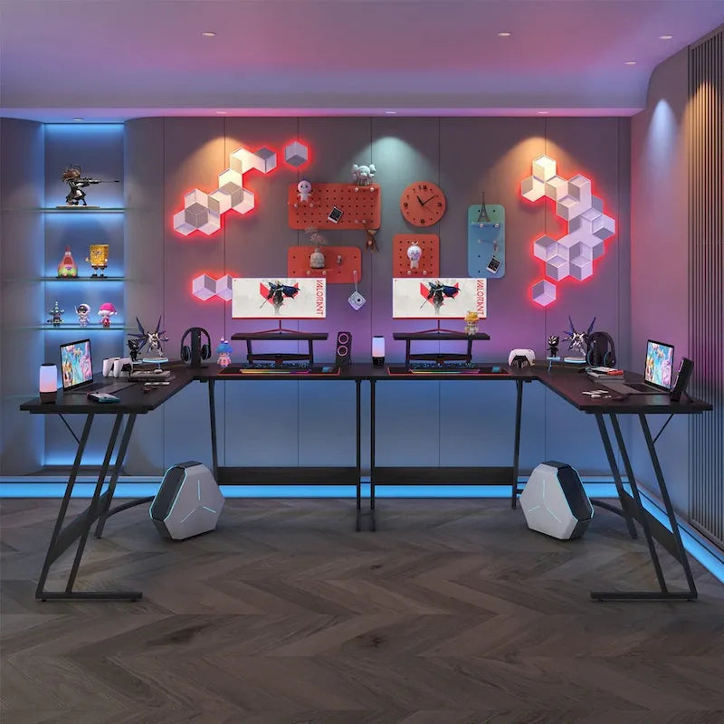 L-Shaped Gaming Desk with Removable Monitor Stand