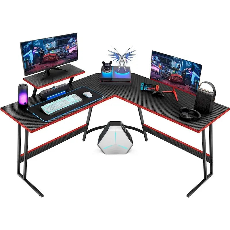 L-Shaped Gaming Desk with Removable Monitor Stand