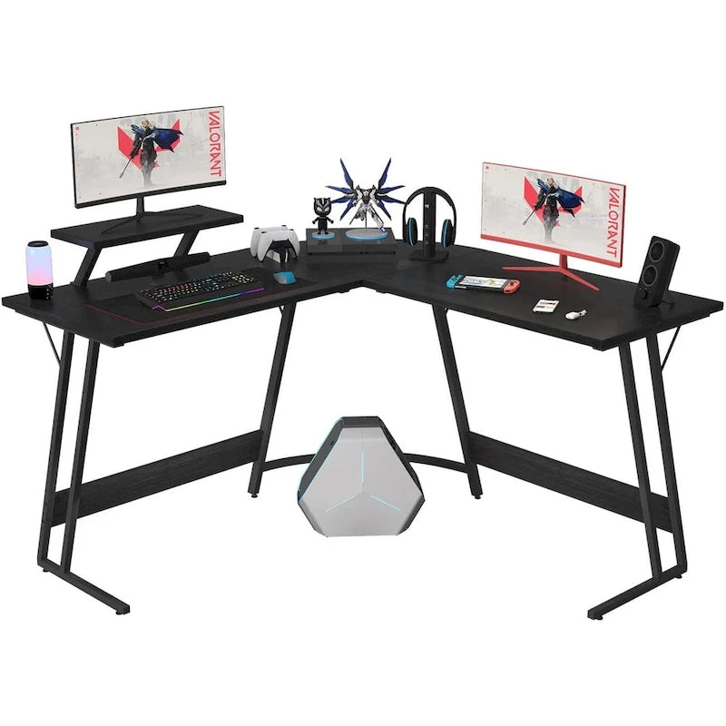 L-Shaped Gaming Desk with Removable Monitor Stand