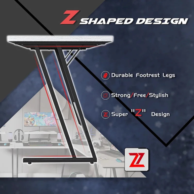 L-Shaped Gaming Desk with Removable Monitor Stand
