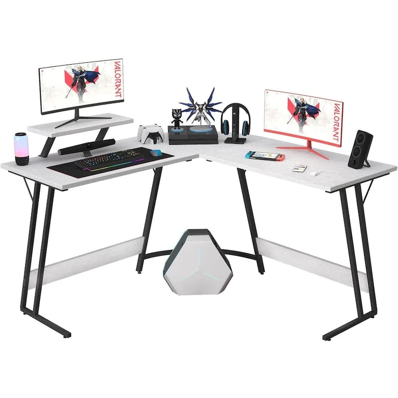 L-Shaped Gaming Desk with Removable Monitor Stand
