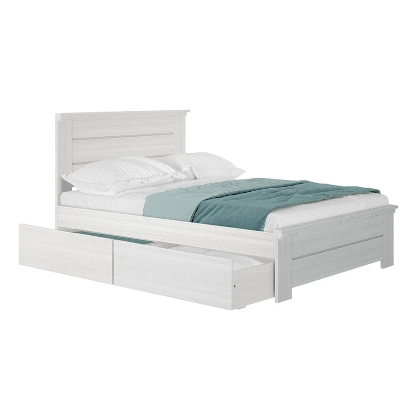 Farmhouse Full Bed with Solid Panel Headboard and Storage Drawers