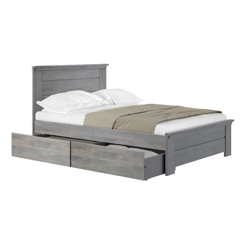 Farmhouse Full Bed with Solid Panel Headboard and Storage Drawers