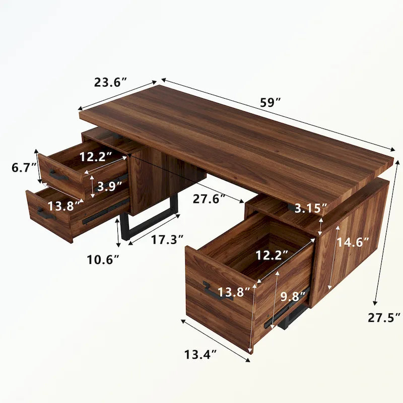 Home Office Computer Desk with Drawers