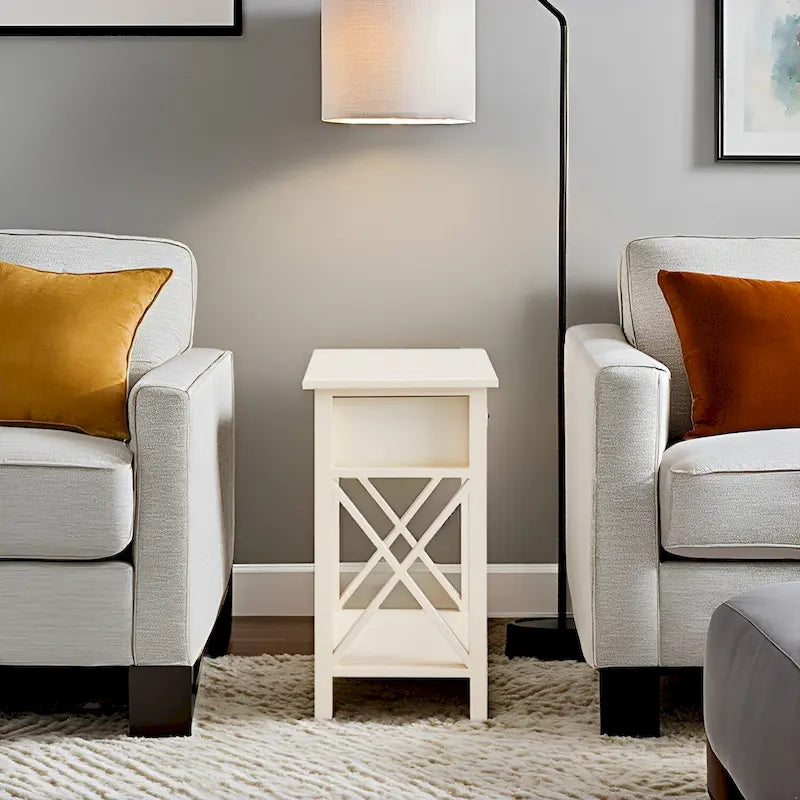 Wooden Nightstand with Drawer and Open Storage