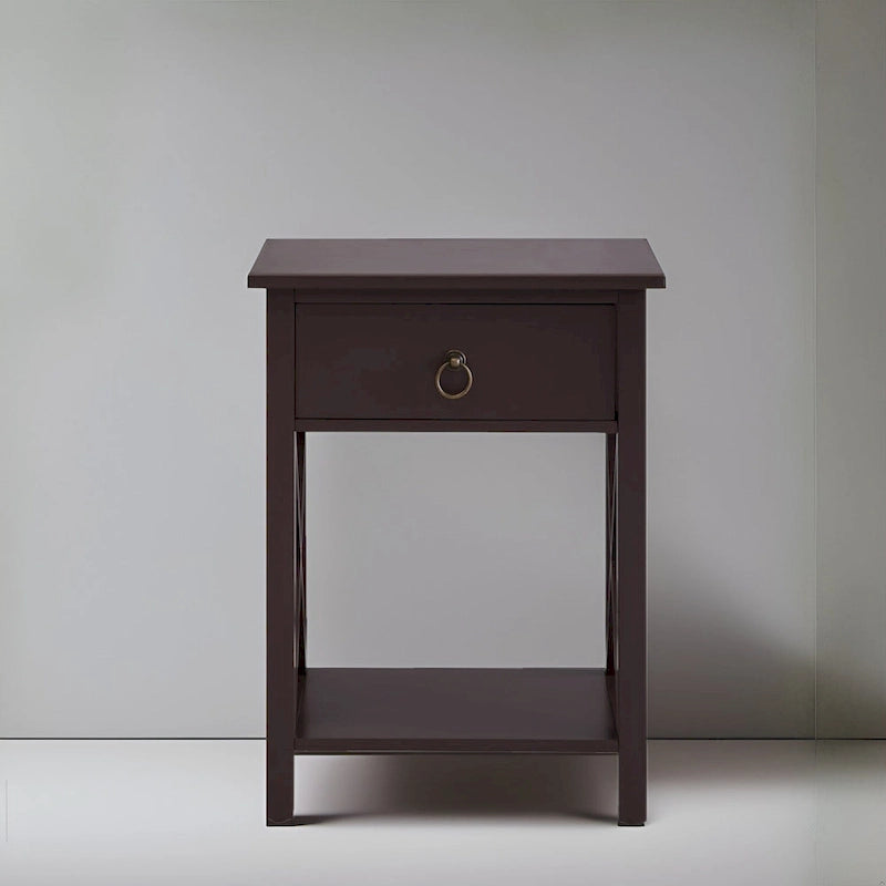 Wooden Nightstand with Drawer and Open Storage