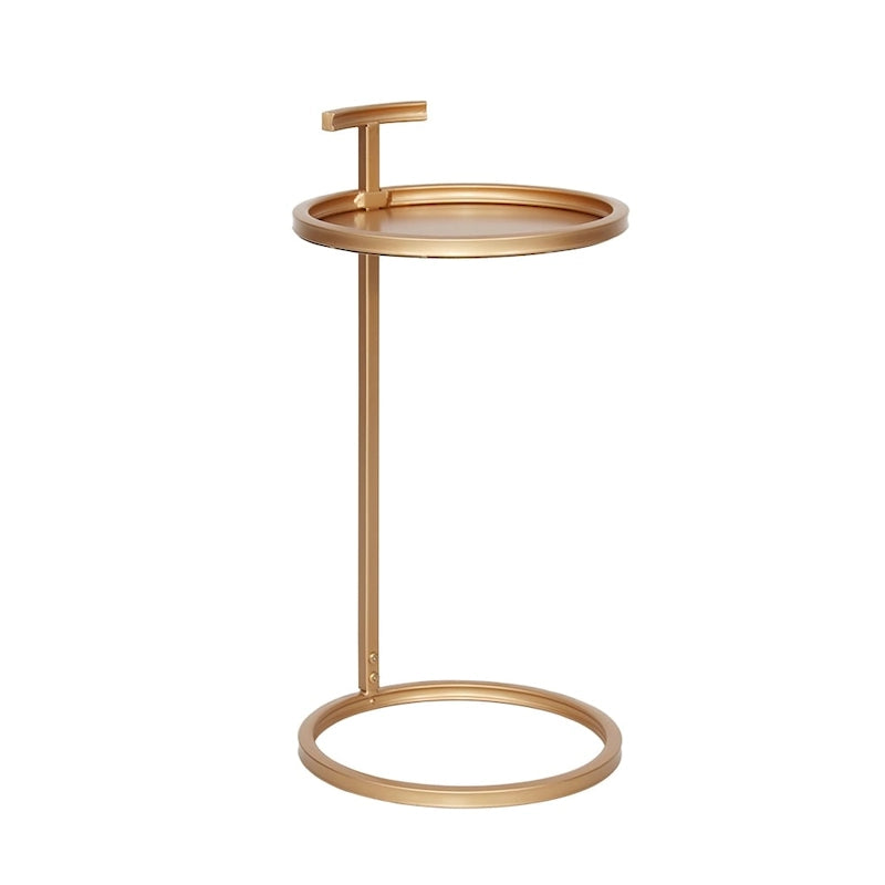 Round Metal C-Shaped Side Table with Carry Handle