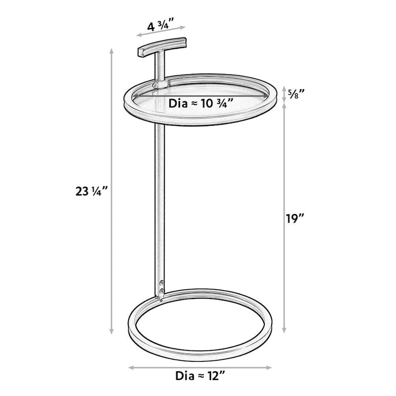 Round Metal C-Shaped Side Table with Carry Handle