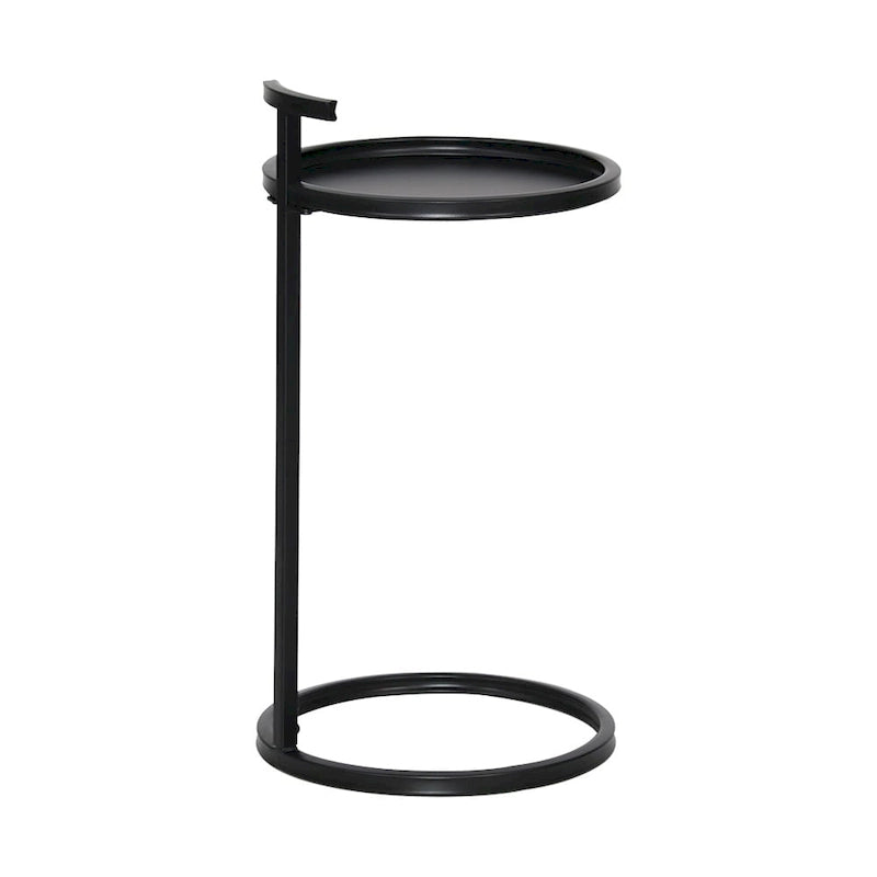 Round Metal C-Shaped Side Table with Carry Handle