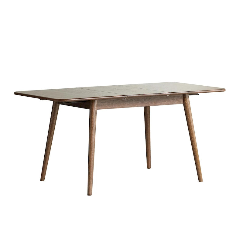 Extendable Solid Oak Dining Table with Walnut Finish
