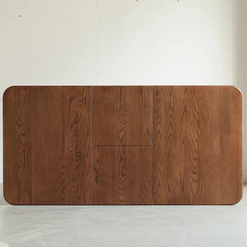 Extendable Solid Oak Dining Table with Walnut Finish