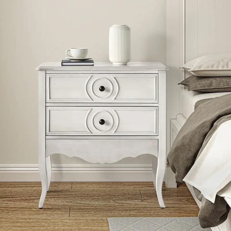 Three-Drawer Nightstand with Hidden Drawer and Charging Station