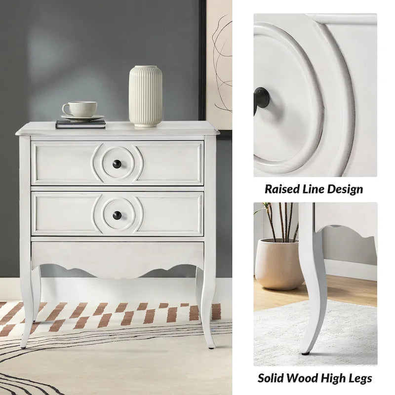 Three-Drawer Nightstand with Hidden Drawer and Charging Station