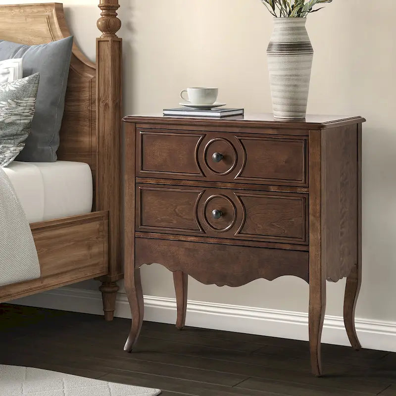Three-Drawer Nightstand with Hidden Drawer and Charging Station