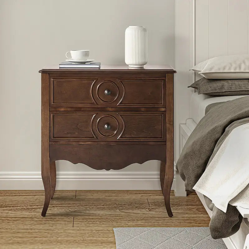Three-Drawer Nightstand with Hidden Drawer and Charging Station