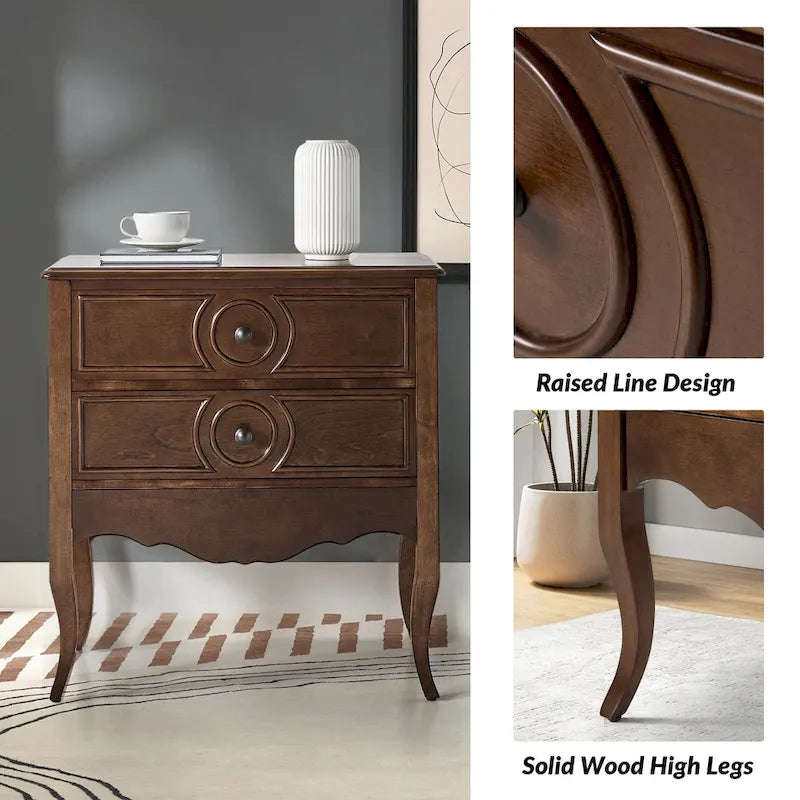 Three-Drawer Nightstand with Hidden Drawer and Charging Station