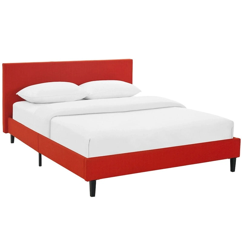 Queen Bed Frame with Padded Headboard and Wood Slats