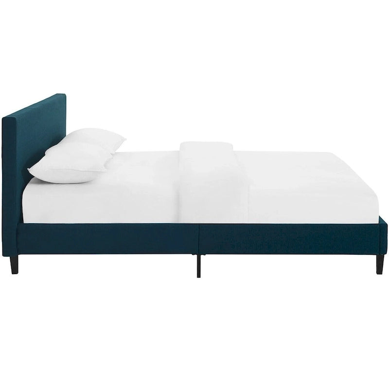 Queen Bed Frame with Padded Headboard and Wood Slats