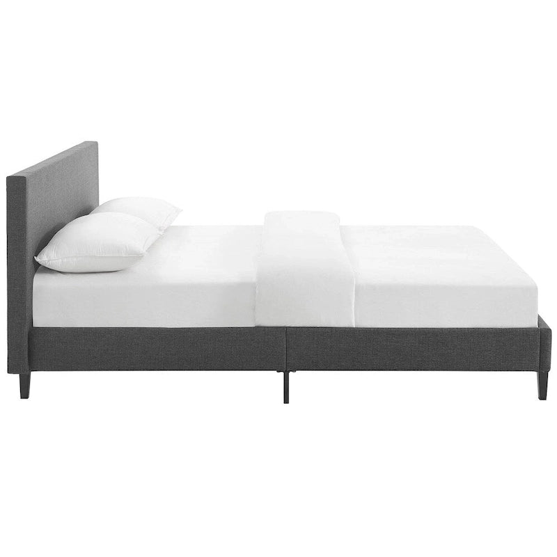 Queen Bed Frame with Padded Headboard and Wood Slats