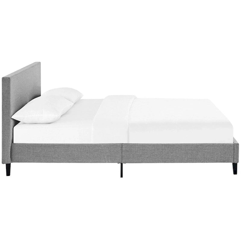 Queen Bed Frame with Padded Headboard and Wood Slats