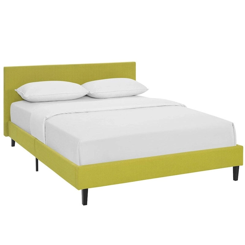 Queen Bed Frame with Padded Headboard and Wood Slats