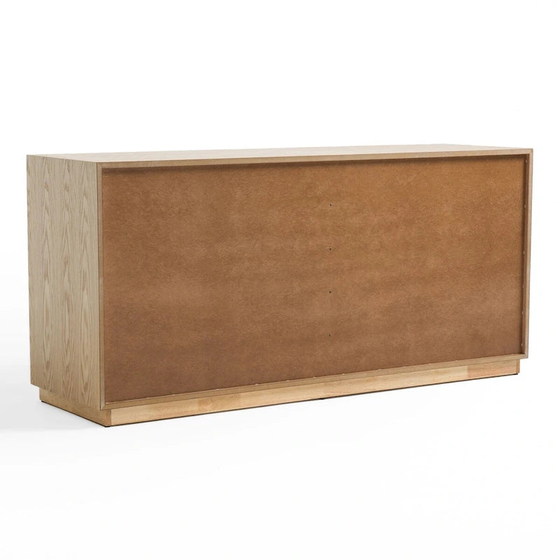 68-Inch Natural Wood Six-Drawer Dresser with Soft-Close Drawers