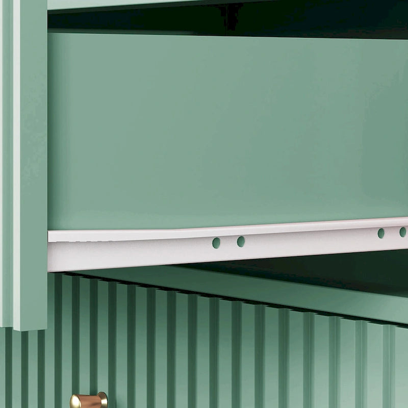 White Two-Drawer Nightstand with Charging Station and Open Shelf