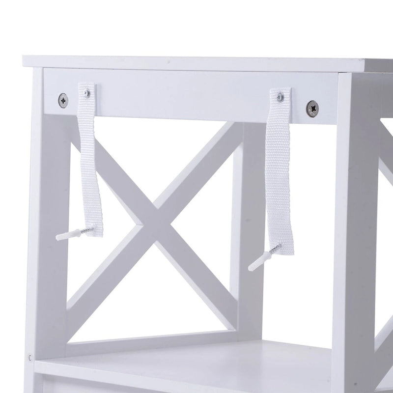 White Two-Drawer Storage Cabinet with Open Shelf