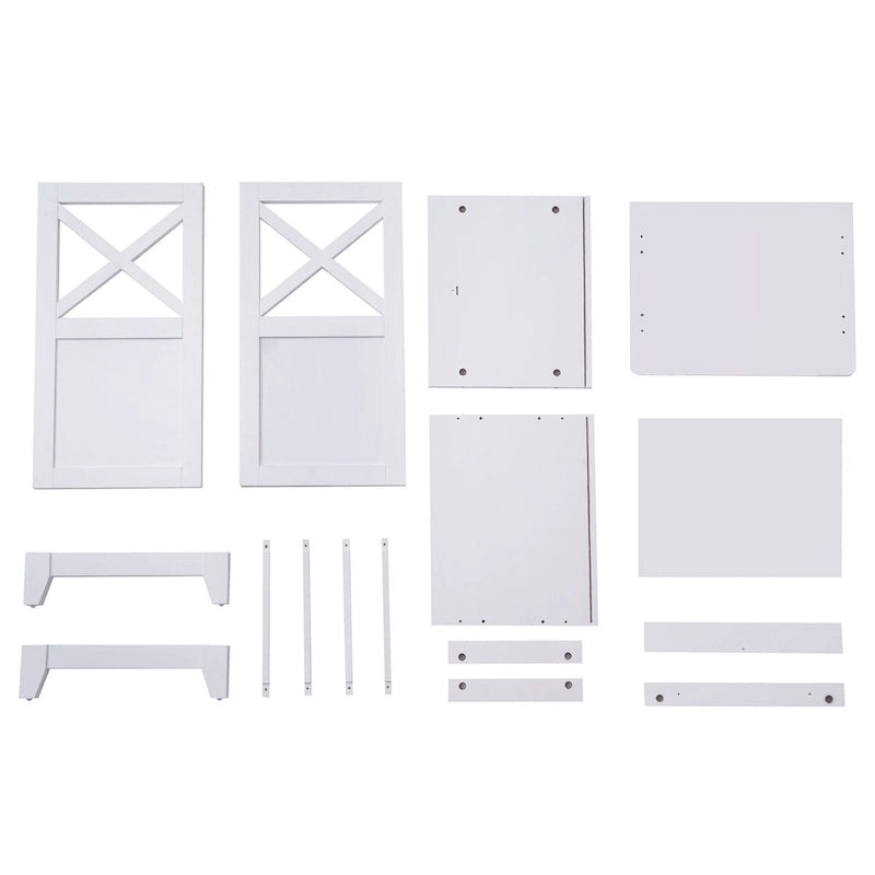 White Two-Drawer Storage Cabinet with Open Shelf