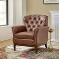 Traditional Genuine Leather Wingback Accent Chair