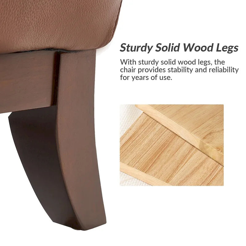 Traditional Genuine Leather Wingback Accent Chair