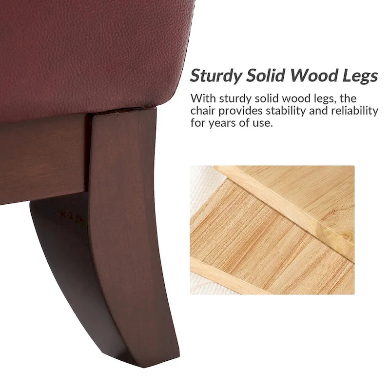 Traditional Genuine Leather Wingback Accent Chair