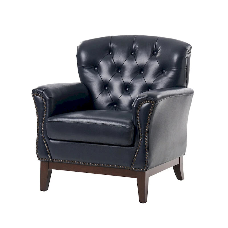 Traditional Genuine Leather Wingback Accent Chair