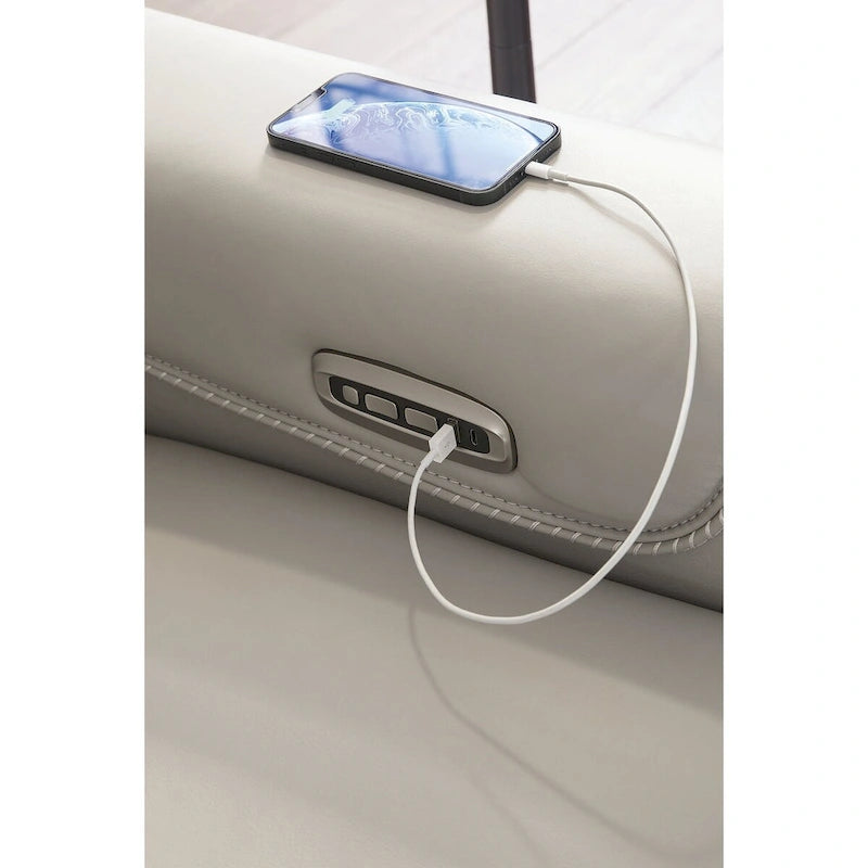 Power Reclining Sofa with Adjustable Headrests and USB Charging