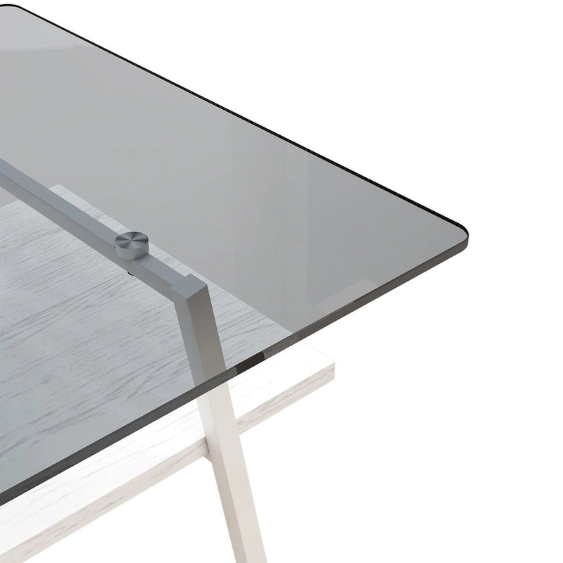 Tempered Glass Coffee Table with Lower Shelf