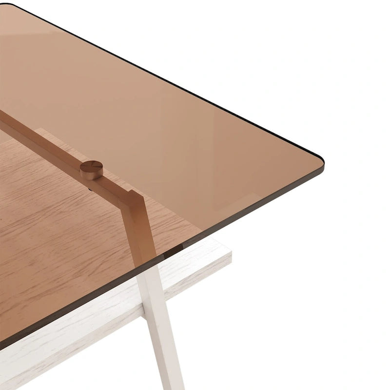 Tempered Glass Coffee Table with Lower Shelf