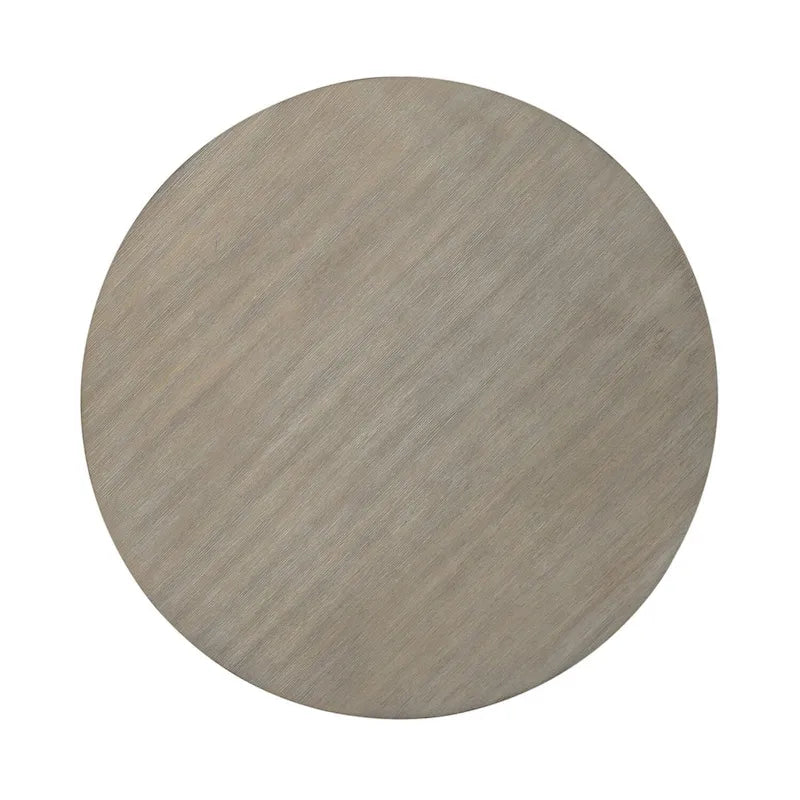 Round Wood End Table with Whitewash Finish and Gray Top